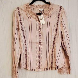 J. Jill Cameo Lace-up Back Blouse - NWT